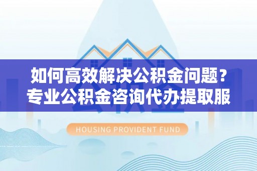 海棠如何高效解决公积金问题？专业公积金咨询代办提取服务来帮你