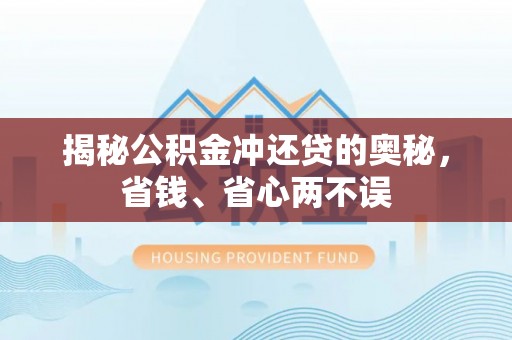 海棠揭秘公积金冲还贷的奥秘，省钱、省心两不误